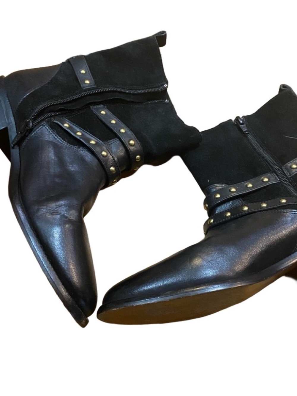 Coach Size 7.5 black booties with gold accents lot6485